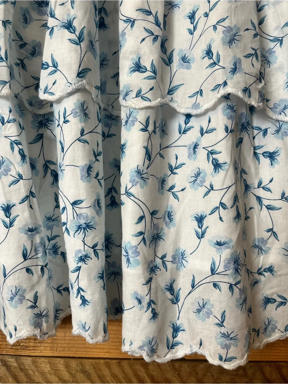 Simply Southern White Dress with Light Blue Floral Ruffle Tiers